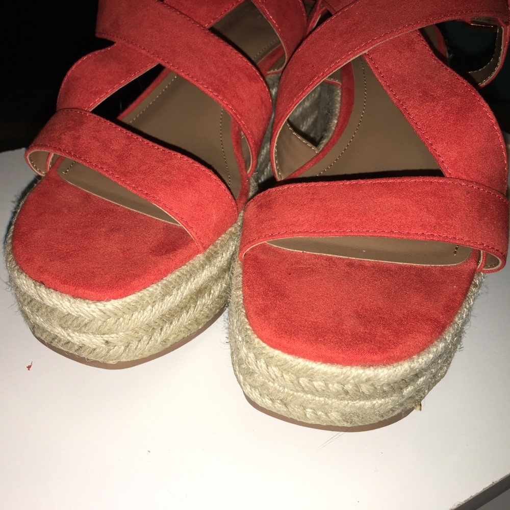 H&M Orange Wedge Sandal, Size 8.5 - Picture 10 of 12